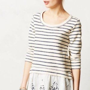 Anthropologie Stripped Shirt with Lace Hem